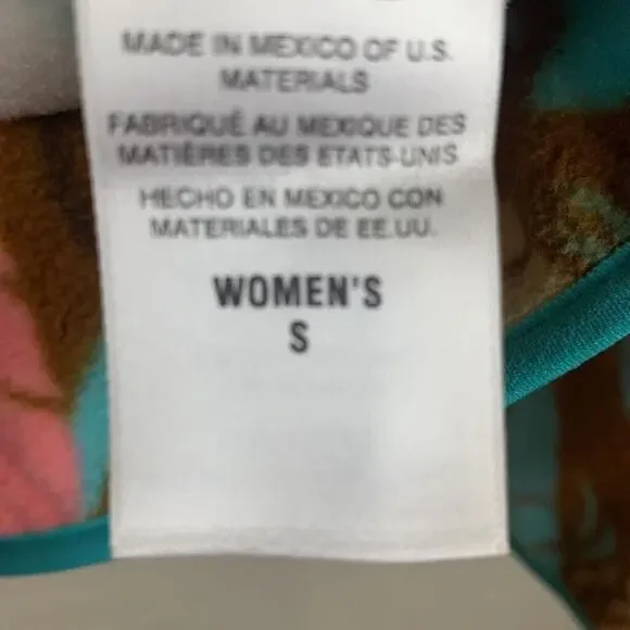 Patagonia Synchilla Fleece Womens Small Blue Tan Feather Dance Snap Close - Picture 6 of 7